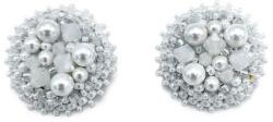Zia Fashion Cercei eleganti clips rotunzi mari albi cu perle, Corizmi, White Glam Clips