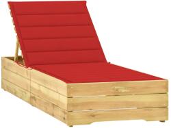 vidaXL Șezlong cu pernă roșie, lemn de pin tratat (3065915) - comfy