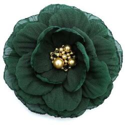 Zia Fashion Brosa eleganta floare verde din voal mijloc auriu 8.5 cm, Corizmi, Diana