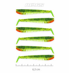 Nevis Impulse Shad 6, 3cm 1, 77gr 6db/cs Zöld-Narancs Flitter Plasztik csali (9721-646)