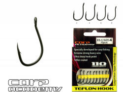 Carp Academy Teflon Hook XS-4 Fekete 6 10db/csomag Füles Szakállas Bojlis horog (5604-006)