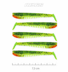 Nevis Impulse Shad 7, 5cm 3, 05gr 5db/cs Zöld-Narancs Flitter Plasztik csali (9721-846)