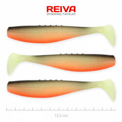 Reiva Flat Minnow shad 12, 5cm 3db/cs (Fekete-Fehér-Narancs) Plasztik csali (9902-123)