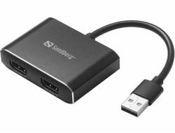 Sandberg Преходник Sandberg 134-35, от USB-A(м) към 2x HDMI(ж), черен (134-35)