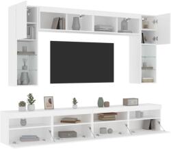 vidaXL 8 darabos fehér falra szerelhető TV-szekrényszett LED-ekkel (3216764) - vidaxl
