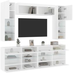 vidaXL 6 darabos fehér falra szerelhető TV-szekrényszett LED-ekkel (3216797) - vidaxl