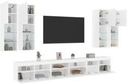 vidaXL 7 darabos fehér falra szerelhető TV-szekrényszett LED-ekkel (3216778) - vidaxl
