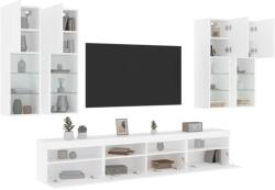 vidaXL 7 darabos fehér falra szerelhető TV-szekrényszett LED-ekkel (3216771) - vidaxl