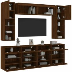 vidaXL 6 db barna tölgy színű falra szerelhető TV-szekrény LED-ekkel (3216803)