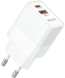 YESIDO Incarcator de retea Incarcator Priza USB, Type-C, PD20W, QC3.0, 3A - Yesido (YC32) - White (KF238534) - pcone