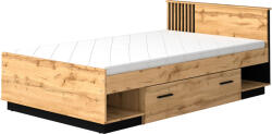 DL LAMELO wotan tölgy egyszemélyes ágy ágyneműtartóval 120x200