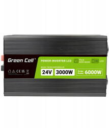 Green Cell Przetwornica LCD 24V 3000W/6000W Czysty sinus z wywietlaczem (INVGC24P3000LCD) - pcone