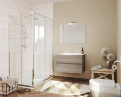 Savinidue Easy 80cm-es két fiókos fürdőszobaszekrény füstölt tölgy + mosdó - smartbutor