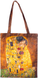 SHOPIKA Geanta shopper din material satinat textil, imprimeu inspirat dupa pictura Sarutul a celebrului Gustav Klimt Multicolor