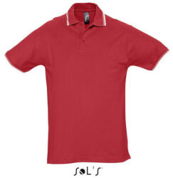 SOL'S PRACTICE rövid ujjú kontrasztcsíkos férfi galléros piké pamut póló SO11365, Red/White-XL