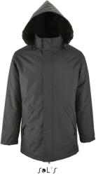 SOL'S ROBYN steppelt bélésű unisex kabát, gallérba rejthető kapucnival SO02109, Charcoal Grey-XS