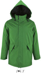 SOL'S ROBYN steppelt bélésű unisex kabát, gallérba rejthető kapucnival SO02109, Kelly Green-4XL