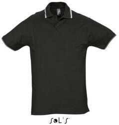 SOL'S PRACTICE rövid ujjú kontrasztcsíkos férfi galléros piké pamut póló SO11365, Black/White-XL