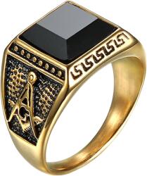 BeSpecial Inel inox auriu cu zirconiu negru The Grand Architect (ILA032_173)