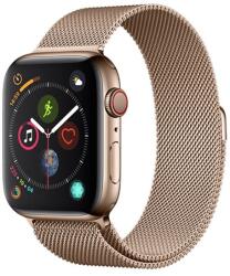 Apple Watch 1-6, SE (42 / 44 mm), fém pótszíj, milánói stílus, mágnes zárral, Devia Elegant, arany - mall