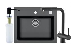 Alveus Set chiuveta granit Alveus Atrox 30 G91, baterie Aquila G91 cu circuit apa filtrata + dozator, 3010529, 59 cm, Negru (3010529)