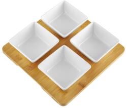 Ambition Natural négyzet alakú tál készlet, porcelán, 5 db, fehér