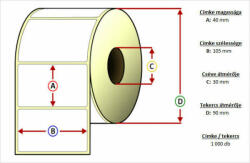 Value Tekercses THERMO címke 40x105mm 1000 db/tekercs (CIM40X105TH) - pepita