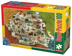 D-Toys Puzzle 100 Piese, D-Toys, Animale din Romania (TOY-76397)
