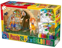 D-Toys Puzzle 24 Piese, D-Toys, Hansel si Gretel, 2 Fise de Colorat si Creioane Colorate Color Me (TOY-50380-07)