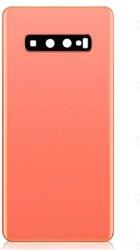 Samsung G975 Galaxy S10+ akkufedél (hátlap) kamera lencsével és ragasztóval, rózsaszín, flamingo pink (GH82-18378D) gyári, service pack