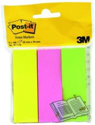  3M Post-it Jelölőlapok 25 × 76 mm, 3 × 100 lap, neon színek (671-3)