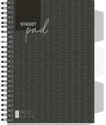 STREET Spirálfüzet Street Pad Black & White Edition A/5 100 lapos kockás, fekete (67132)