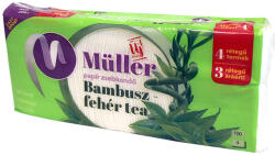 Müller Papírzsebkendő 4 rétegű 100 db/csomag Bambusz-fehér tea illatú Müller 2 db/csomag