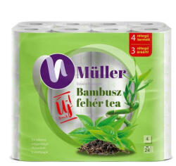 Müller Toalettpapír 4 rétegű kistekercses 24 tekercs/csomag Bambusz- fehér tea illatú Müller