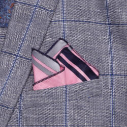 Willsoor Férfi rózsaszín zsebkendő kék csíkokkal és kifinomult mintával 16557
