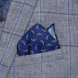 Willsoor Férfi kék zsebkendő kontrasztos paisley mintával 16577