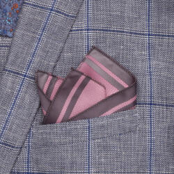 Willsoor Férfi rózsaszín zsebkendő szürke csíkokkal és kifinomult mintával 16554