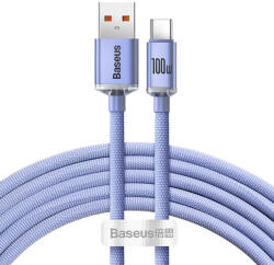 Baseus Crystal Shine USB-C adat/töltőkábel 100W 2m - Lila (CAJY000505)