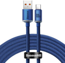 Baseus Crystal USB-C adat/töltő kábel 100W 1 2m - Kék (CAJY000403)