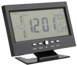  Digitális óra LCD kijelzővel és hangvezérléssel, hőmérő funkcióval DS-8082 - Fekete (digitalis ora ds-8082 fekete)