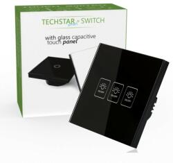 Techstar Intrerupator touch techstar® tg02, sticla securizata, design modern, iluminare led, 3 faze, negru (SKU1964)