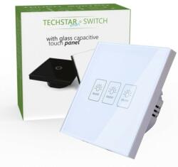 Techstar Intrerupator touch techstar® tg02, sticla securizata, design modern, iluminare led, 3 faze, alb (SKU1967)