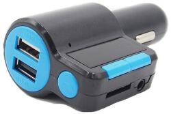  Modulator auto fm, cu usb, negru/albastru, gonga (ZE019-albastru)