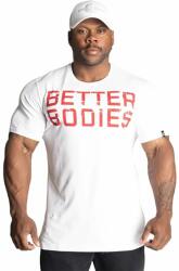 Better Bodies - Basic Tapered Tee - White/red - Férfi Póló - Fehér/piros