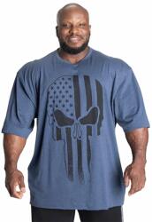 Better Bodies - Skull Union Iron Tee - Sky Blue Melange - Férfi Póló - Kék