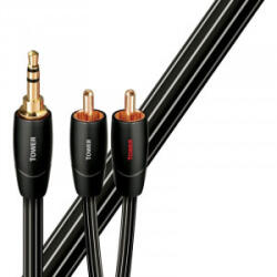 AudioQuest Cablu audio Audioquest Tower, Jack 3.5 mm Male - 2x RCA Male, 1.5m, negru-alb (TOWER01.5MR)