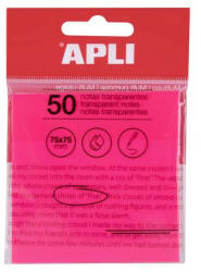 APLI Öntapadó jegyzettömb, átlátszó, vízálló, 75x75 mm, 50 lap, APLI, rózsaszín (LCA19570) - officemarket