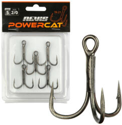 Nevis Powercat Treble Hook TR-21 Fekete 4/0 5db/csomag Füles Szakállas Ragadozó halas horog (5655-004)