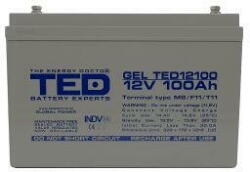 Ted Electric Acumulator 12V GEL Deep Cycle Solar, Dimensiuni 330 x 173 x 212 mm. , Baterie 12V 100Ah M8, TED004147 (A0115591) - vexio