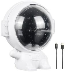Ideas4comfort Astronaut hordozható gyereklámpa LED-ekkel és Ideas4Comfort projektorral, 3 állítható fényszín, 3 vetítőfólia, USB újratölthető, alpesi fehér (LEDAstronaut)